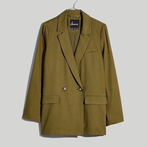 MadeWell Womens Drapeweave Caldwell Double-Breasted Blazer Black NH328